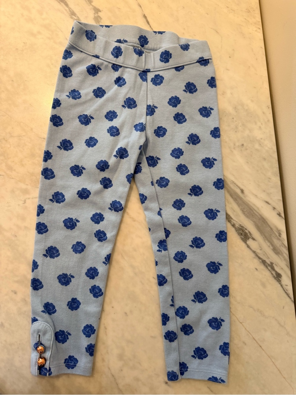 Janie and Jack 4T Girls Light Blue Floral Leggings